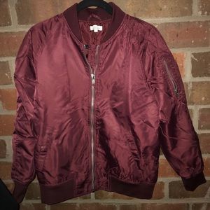 Maroon bomber jacket!